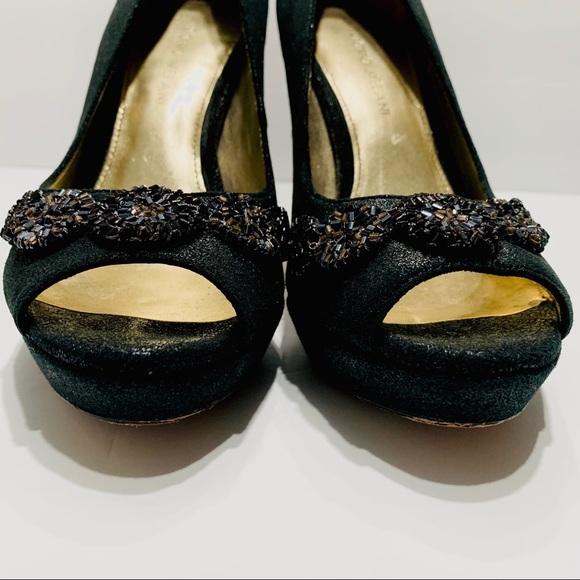 ANTONIO MELANI BLACK METALLIC PEEP TOE PUMPS - Picture 10 of 16